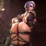  1girl 3d animated ass ass_shake breasts earrings huge_ass huge_breasts isabella_valentine jewelry lips looking_at_viewer looking_back revealing_clothes short_hair sideboob skindentation soul_calibur thick_thighs thighs webm 