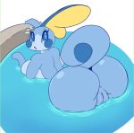  1girl anthro ass big_ass cute game_freak looking_at_viewer looking_back nintendo pokemon pokemon_ss pussy sobble thicc water 