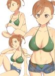  big_breasts bikini bikini_top breasts gate_-_jieitai_ka_no_chi_nite_kaku_tatakaeri green_bikini kuribayashi_shino looking_at_viewer shino_kuribayashi shorts volleyball 