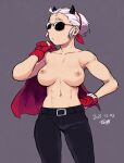  breasts helltaker justice_(helltaker) nipples sunglasses topless white_hair 