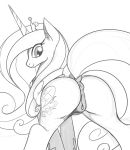  1girl alicorn anus ass cutie_mark female female_only friendship_is_magic horn looking_at_viewer monochrome my_little_pony pony presenting_hindquarters princess_cadance pussy reiduran solo standing tail wings 