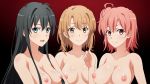3_girls alluring breasts high_resolution isshiki_iroha multiple_girls nipples nude tagme yahari_ore_no_seishun_lovecome_wa_machigatteiru. yuigahama_yui yukinoshita_yukino