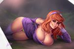  ass daphne_blake dress huge_breasts panties scooby-doo smile stockings thighs 