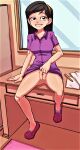  bottomless dress_lifted_by_self flashing no_panties pussy_lips shaved_pussy the_incredibles thighs violet_parr 