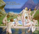  bathing female_only group nude painting pussy water 