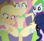  1boy 4girls anal anal_penetration anal_sex applejack applejack_(mlp) boots breasts clenched_teeth equestria_girls exposed_breasts fluttershy fluttershy_(mlp) friendship_is_magic glasses green_panties hairless_pussy hat male/female mostly_nude multiple_girls my_little_pony panties panties_aside penis_in_ass rainbow_dash rainbow_dash_(mlp) sex spread_legs twilight_sparkle twilight_sparkle_(mlp) 