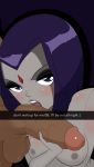  1boy 1girl breasts dc_comics dorsia erection forehead_jewel licking_penis looking_at_viewer nude penis raven_(dc) short_hair tagme teen_titans 