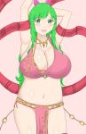  1girl 1girl big_breasts blush breasts cleavage cosplay embarrassed exhibitionism fire_emblem fire_emblem:_awakening fire_emblem:_genealogy_of_the_holy_war fire_emblem_heroes green_eyes green_hair hair_ornament high_res huge_breasts jewelry lene_(fire_emblem) lene_(fire_emblem)_(cosplay) long_hair looking_at_viewer midriff milf navel necklace nintendo open_mouth photoshop plump raigarasu revealing_clothes smile sumia tagme thick_thighs thighs 