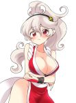  1girl alternate_hairstyle arms_under_breasts bare_shoulders big_breasts blush breasts can&#039;t_be_this_cute cleavage corrin_(fire_emblem) corrin_(fire_emblem)_(female) cosplay eromame fatal_fury fire_emblem fire_emblem_fates hair_between_eyes hair_ornament hairband japanese_clothes long_hair looking_at_viewer nintendo no_bra no_panties pelvic_curtain pointy_ears ponytail red_eyes revealing_clothes sash shiranui_mai shiranui_mai_(cosplay) silver_hair standing super_smash_bros. the_king_of_fighters transparent_background 