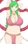  1girl 1girl big_breasts blush breasts cleavage cosplay embarrassed exhibitionism fire_emblem fire_emblem:_awakening fire_emblem:_genealogy_of_the_holy_war fire_emblem_heroes green_eyes green_hair hair_ornament high_res huge_breasts jewelry lene_(fire_emblem) lene_(fire_emblem)_(cosplay) long_hair looking_at_viewer midriff milf navel necklace nintendo open_mouth plump raigarasu revealing_clothes smile sumia tagme thick_thighs thighs third-party_edit 