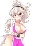  1girl 1girl alternate_hairstyle arms_under_breasts bare_shoulders big_breasts blush breasts can&#039;t_be_this_cute cleavage corrin_(fire_emblem) corrin_(fire_emblem)_(female) cosplay eromame fatal_fury fire_emblem fire_emblem_fates hair_between_eyes hair_ornament hairband japanese_clothes long_hair looking_at_viewer nintendo no_bra no_panties pelvic_curtain pointy_ears ponytail red_eyes revealing_clothes sash shiranui_mai shiranui_mai_(cosplay) silver_hair standing super_smash_bros. the_king_of_fighters white_background 