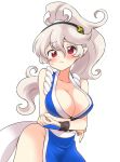  1girl 1girl alternate_hairstyle arms_under_breasts bare_shoulders big_breasts blush breasts can&#039;t_be_this_cute cleavage corrin_(fire_emblem) corrin_(fire_emblem)_(female) cosplay eromame fatal_fury fire_emblem fire_emblem_fates hair_between_eyes hair_ornament hairband japanese_clothes long_hair looking_at_viewer nintendo no_bra no_panties pelvic_curtain pointy_ears ponytail red_eyes revealing_clothes sash shiranui_mai shiranui_mai_(cosplay) silver_hair standing super_smash_bros. the_king_of_fighters white_background 