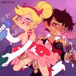  1boy 1girl bisexual blonde_hair blue_eyes brown_eyes brown_hair cum group_sex handjob marco_diaz penis penis_in_pussy pussy reverse_cowgirl_position sex star_butterfly star_vs_the_forces_of_evil vaginal 