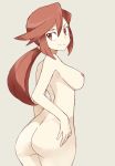 1girl areola armpits ass back big_breasts breasts completely_nude creatures_(company) elite_four elite_four_(kanto_region) erect_nipples from_behind game_freak humans_of_pokemon kanna_(pokemon) light-skinned_female long_hair looking_back looking_to_the_side lorelei_(pokemon) megane nintendo nipples no_glasses nude pokemon pokemon_(anime) pokemon_(game) pokemon_character pokemon_frlg pokemon_heartgold_&amp;_soulsilver pokemon_red_green_blue_&amp;_yellow pokemon_rgby ponytail red_eyes red_hair sideboob smile souji third-party_edit tied_hair