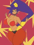  big_breasts dark_skin earrings okioppai pointy_ears purple_hair shantae shantae_(character) thick_thighs transparent_clothing wide_hips 