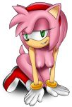  amy_rose bedroom_eyes bent_over big_breasts looking_at_viewer mostly_nude nipples sega squinty003 