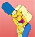 2_girls 2girls affair big_breasts breast_press breasts cheating cheating_wife closed_eyes forced forced_kiss forced_yuri huge_breasts kiss_on_the_lips kissing lesbian_kiss love marge_simpson pressing_breasts_together shocked the_simpsons titania_(the_simpsons) yuri 