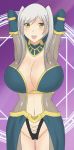 1girl 1girl big_breasts blush breasts cleavage fire_emblem fire_emblem:_awakening high_res huge_breasts midriff navel nintendo open_mouth raigarasu revealing_clothes robin_(fire_emblem) robin_(fire_emblem)_(female) smile tagme twin_tails white_hair yellow_eyes 