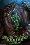  1girl alien breasts exposed_breasts female female_alien fishnets green_skin looking_at_viewer male mostly_nude nyte oola open_mouth rancor return_of_the_jedi saliva slave_collar star_wars twi&#039;lek vore 