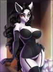  2019 absurd_res absurd_res anthro aomori color corset digital_media_(artwork) furry heterochromia high_res high_resolution lingerie long_hair looking_at_viewer sidnithefox white_fur 