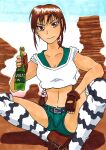 alluring crop_top holding_drink major_goo michelle_chang milf namco shorts sports_bra sprite_(company) tekken tekken_1 tekken_2 tekken_tag_tournament