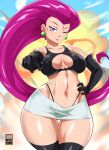  1girl bayeuxman big_breasts breasts female_only high_res high_resolution humans_of_pokemon jessie_(pokemon) long_hair mature mature_female musashi_(pokemon) nintendo patreon patreon_paid patreon_reward pokemon pokemon_(anime) red_hair solo_female solo_focus team_rocket 