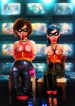  ball_gag bondage breasts helen_parr leggings mask nipples no_bra the_incredibles thighs topless violet_parr 
