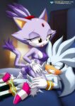  bbmbbf blaze_the_cat closed_eyes high_heels lingerie moan mobius_unleashed palcomix pietro&#039;s_secret_club riding sega sideboob silver_the_hedgehog sonic sonic_(series) 