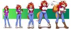  1girl age_progression anthro ass_expansion breast_expansion breast_grab female_only fox fox_ears fox_tail furry glasses kojiro-brushard long_hair oc original red_hair sequence solo solo_female torn_clothes wardrobe_malfunction wide_hips 