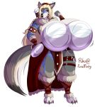  anthro blonde_hair claws gigantic_ass gigantic_breasts hourglass_figure long_sleeves riku sword wolf wolf_ears wolf_girl wolf_tail yellow_eyes 