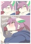  &lt;3 anthro bodily_fluids clothing digital_media_(artwork) duo furry glory_hole green_ears green_tongue hair high_res hoodie male pink_hair simple_background strawberrypunchz surprise tears tongue topwear 