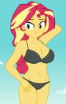  1girl black_bra black_panties bra breasts equestria_girls female female_only friendship_is_magic long_hair mostly_nude my_little_pony panties solo standing sunset_shimmer sunset_shimmer_(eg) 