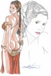  1girl ass bra braid dan_veesenmeyer female_human female_only human looking_at_viewer mostly_nude princess_leia_organa return_of_the_jedi slave_leia standing star_wars 