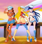  3_girls 3girls ass breasts high_heels layla looking_at_viewer musa nipples pussy stella winx_club zfive 
