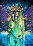  1girl art breasts bush cosmic goddess psychedelic pubic_hair 