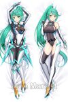  1girl 1girl alluring armor arms_up big_breasts blush boots breasts cleavage closed_mouth covered_navel daki-makura dakimakura_(medium) dress elbow_gloves female_focus gem gloves green_eyes green_hair hair_ornament headpiece jewelry long_hair looking_at_viewer lying matching_hair/eyes naughty_face navel nervous nintendo one-piece_swimsuit open_mouth pneuma_(xenoblade) ponytail shy spoilers staring stockings surprised swept_bangs swimsuit third-party_source tiara toes very_long_hair watermark white_dress xenoblade_(series) xenoblade_chronicles_2 yuj_(moemarket) 