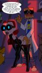  1boy 1boy1girl 1girl aeolus ass ass_grab bag bent_over big_breasts bubble_ass bubble_butt bust cartoon_network caught caught_in_the_act closet crossover dialogue dr._flug elbow_gloves evil_con_carne gloves goggles high_heel_boots high_heels hips lips lipstick major_dr._ghastly nervous nipple_bulge nipples no_panties pants_down red_hair red_lips red_lipstick short_hair signature speech_bubble teeth thick_ass thick_legs thick_thighs thighs villainous voluptuous waist watermark wide_hips 