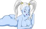 1girl 1girl anime blue_skin dragon_ball female_only laying_down transparent_background 