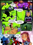  1boy 1girl ankle_grab blackfire blush breast_sucking breasts comic dc_comics english_text female glgrdsklechhh incogneato interspecies long_hair male male/female mostly_nude no_bra no_panties starfire teen_titans tentacles wrist_grab 