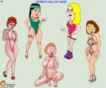 american_dad breasts crossover family_guy francine_smith glasses hayley_smith king_of_the_hill lois_griffin meg_griffin nipples normal9648 nude peggy_hill pubic_hair pussy stockings string_bikini