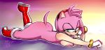 1girl amy_rose anthro ass ass_up breast_press breasts female_only sega solo solo_female sonic_(series) 