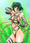  1girl alternate_costume big_breasts black_hair breasts clitoris cosplay dominatrix fubuki_(one-punch_man) glowing impossible_clothes kaijin_hime_do-s one-punch_man pantyhose revealing_clothes short_hair underwear whip 