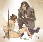  1boy 1girl ass ben_solo bondage breasts clothed_male_nude_female kylo_ren rey_(star_wars) star_wars tied_up 