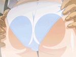  1girl against_glass ass ass_grab ass_on_glass female gif hands_on_ass panties panties_pull partially_clothed wedgie white_panties 