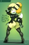  1girl 1girl alternate_costume animal_crossing argento ass embarrassed furry gloves impossible_clothes isabelle_(animal_crossing) legwear leotard looking_back nier:_automata pantyhose revealing_clothes underwear yorha_no._2_type_b 
