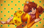  1girl ass breasts brown_hair cleavage female_only huge_ass princess_daisy super_mario_bros. 