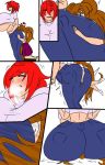  1girl 2girls ass_expansion comic facesitting female_only huge_ass huge_breasts yuri 
