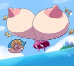  1girl breast_expansion female_only gigantic_breasts princess_peach super_mario_bros. 