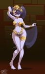  belly_dancer big_breasts dancing eric_toner shantae_(cosplay) sienna_contiello skullgirls squigly_(skullgirls) stitched_mouth zombie_girl 