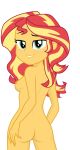  1girl ass blush breast equestria_girls female female_only friendship_is_magic long_hair looking_at_viewer looking_back my_little_pony nude sideboob solo standing sunset_shimmer sunset_shimmer_(eg) transparent_background 